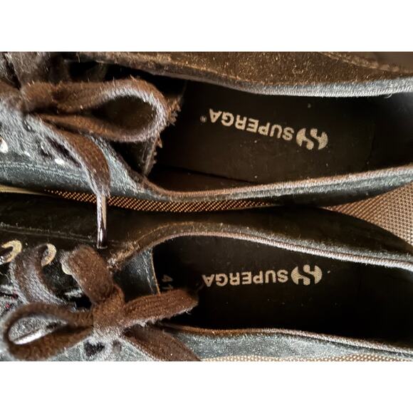 Black Suede Platform Superga Sneakers, GUC Women's Size 10 - Picture 4 of 5